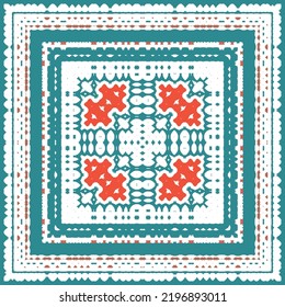 Antique mexican talavera ceramic. Creative design. Vector seamless pattern flyer. Red floral and abstract decor for scrapbooking, smartphone cases, T-shirts, bags or linens.