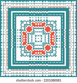 Antique mexican talavera ceramic. Creative design. Vector seamless pattern flyer. Red floral and abstract decor for scrapbooking, smartphone cases, T-shirts, bags or linens.