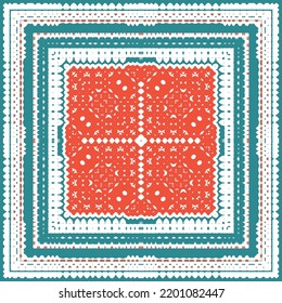 Cerámica de talavera mexicana antigua. Diseño creativo. Volante de patrones sin fisuras de vectores. Decoración floral y abstracta roja para la reserva de recortes, estuches para smartphones, camisetas, bolsas o ropa de cama.