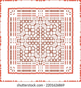 Antique mexican talavera ceramic. Creative design. Vector seamless pattern flyer. Red floral and abstract decor for scrapbooking, smartphone cases, T-shirts, bags or linens.