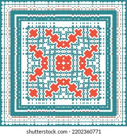 Antique mexican talavera ceramic. Creative design. Vector seamless pattern flyer. Red floral and abstract decor for scrapbooking, smartphone cases, T-shirts, bags or linens.