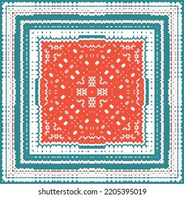 Cerámica de talavera mexicana antigua. Diseño creativo. Volante de patrones sin fisuras de vectores. Decoración floral y abstracta roja para la reserva de recortes, estuches para smartphones, camisetas, bolsas o ropa de cama.