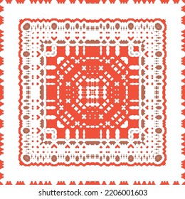 Antique mexican talavera ceramic. Creative design. Vector seamless pattern flyer. Red floral and abstract decor for scrapbooking, smartphone cases, T-shirts, bags or linens.