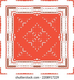 Cerámica de talavera mexicana antigua. Diseño creativo. Volante de patrones sin fisuras de vectores. Decoración floral y abstracta roja para la reserva de recortes, estuches para smartphones, camisetas, bolsas o ropa de cama.