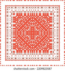 Cerámica de talavera mexicana antigua. Diseño creativo. Volante de patrones sin fisuras de vectores. Decoración floral y abstracta roja para la reserva de recortes, estuches para smartphones, camisetas, bolsas o ropa de cama.
