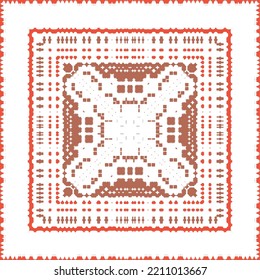 Antique mexican talavera ceramic. Creative design. Vector seamless pattern flyer. Red floral and abstract decor for scrapbooking, smartphone cases, T-shirts, bags or linens.