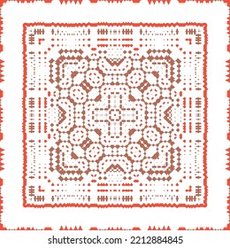 Antike mexikanische Talavera-Keramik. Kreatives Design. Vektor nahtloser Musterflyer. Rote florale und abstrakte Dekoration für Scrapbooking, Smartphone-Kisten, T-Shirts, Taschen oder Leinenbetten.