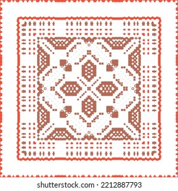 Cerámica de talavera mexicana antigua. Diseño creativo. Volante de patrones sin fisuras de vectores. Decoración floral y abstracta roja para la reserva de recortes, estuches para smartphones, camisetas, bolsas o ropa de cama.