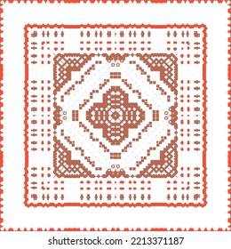 Antique mexican talavera ceramic. Creative design. Vector seamless pattern flyer. Red floral and abstract decor for scrapbooking, smartphone cases, T-shirts, bags or linens.