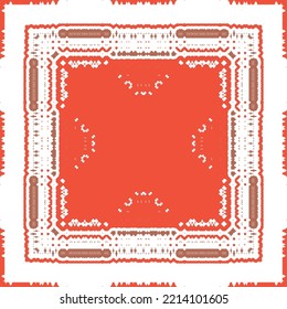 Antique mexican talavera ceramic. Creative design. Vector seamless pattern flyer. Red floral and abstract decor for scrapbooking, smartphone cases, T-shirts, bags or linens.