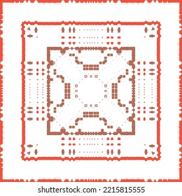 Cerámica de talavera mexicana antigua. Diseño creativo. Volante de patrones sin fisuras de vectores. Decoración floral y abstracta roja para la reserva de recortes, estuches para smartphones, camisetas, bolsas o ropa de cama.