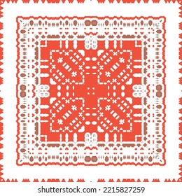 Cerámica de talavera mexicana antigua. Diseño creativo. Volante de patrones sin fisuras de vectores. Decoración floral y abstracta roja para la reserva de recortes, estuches para smartphones, camisetas, bolsas o ropa de cama.
