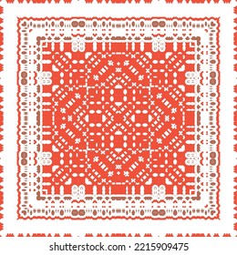 Antique mexican talavera ceramic. Creative design. Vector seamless pattern flyer. Red floral and abstract decor for scrapbooking, smartphone cases, T-shirts, bags or linens.