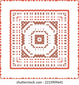 Cerámica de talavera mexicana antigua. Diseño creativo. Volante de patrones sin fisuras de vectores. Decoración floral y abstracta roja para la reserva de recortes, estuches para smartphones, camisetas, bolsas o ropa de cama.