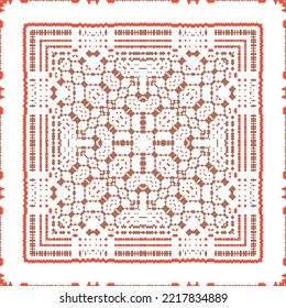 Antique mexican talavera ceramic. Creative design. Vector seamless pattern flyer. Red floral and abstract decor for scrapbooking, smartphone cases, T-shirts, bags or linens.
