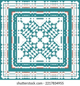 Antique mexican talavera ceramic. Creative design. Vector seamless pattern flyer. Red floral and abstract decor for scrapbooking, smartphone cases, T-shirts, bags or linens.