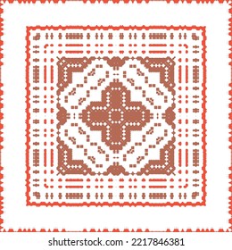 Antique mexican talavera ceramic. Creative design. Vector seamless pattern flyer. Red floral and abstract decor for scrapbooking, smartphone cases, T-shirts, bags or linens.