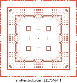 Cerámica de talavera mexicana antigua. Diseño creativo. Volante de patrones sin fisuras de vectores. Decoración floral y abstracta roja para la reserva de recortes, estuches para smartphones, camisetas, bolsas o ropa de cama.