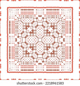 Cerámica de talavera mexicana antigua. Diseño creativo. Volante de patrones sin fisuras de vectores. Decoración floral y abstracta roja para la reserva de recortes, estuches para smartphones, camisetas, bolsas o ropa de cama.
