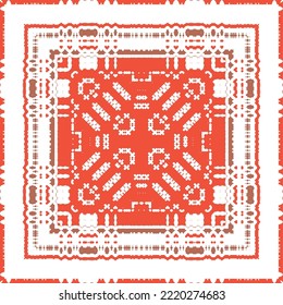 Antique mexican talavera ceramic. Creative design. Vector seamless pattern flyer. Red floral and abstract decor for scrapbooking, smartphone cases, T-shirts, bags or linens.