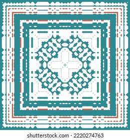 Cerámica de talavera mexicana antigua. Diseño creativo. Volante de patrones sin fisuras de vectores. Decoración floral y abstracta roja para la reserva de recortes, estuches para smartphones, camisetas, bolsas o ropa de cama.