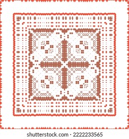 Antique mexican talavera ceramic. Creative design. Vector seamless pattern flyer. Red floral and abstract decor for scrapbooking, smartphone cases, T-shirts, bags or linens.