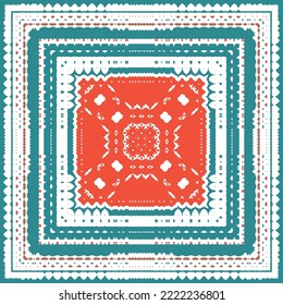 Antique mexican talavera ceramic. Creative design. Vector seamless pattern flyer. Red floral and abstract decor for scrapbooking, smartphone cases, T-shirts, bags or linens.