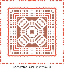 Antique mexican talavera ceramic. Creative design. Vector seamless pattern flyer. Red floral and abstract decor for scrapbooking, smartphone cases, T-shirts, bags or linens.