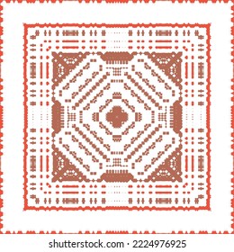 Cerámica de talavera mexicana antigua. Diseño creativo. Volante de patrones sin fisuras de vectores. Decoración floral y abstracta roja para la reserva de recortes, estuches para smartphones, camisetas, bolsas o ropa de cama.