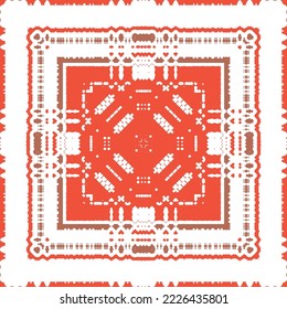 Cerámica de talavera mexicana antigua. Diseño creativo. Volante de patrones sin fisuras de vectores. Decoración floral y abstracta roja para la reserva de recortes, estuches para smartphones, camisetas, bolsas o ropa de cama.