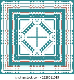 Antique mexican talavera ceramic. Creative design. Vector seamless pattern flyer. Red floral and abstract decor for scrapbooking, smartphone cases, T-shirts, bags or linens.