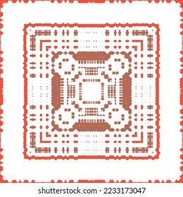 Antique mexican talavera ceramic. Creative design. Vector seamless pattern flyer. Red floral and abstract decor for scrapbooking, smartphone cases, T-shirts, bags or linens.