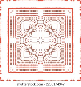 Antique mexican talavera ceramic. Creative design. Vector seamless pattern flyer. Red floral and abstract decor for scrapbooking, smartphone cases, T-shirts, bags or linens.