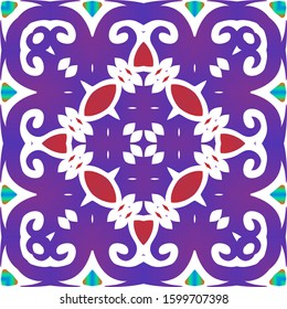 Antique mexican talavera ceramic. Fashionable design. Vector seamless pattern arabesque. Multi colored abstract background for web backdrop, print, pillows, surface texture, wallpaper, towels.