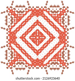 Antique mexican talavera ceramic. Fashionable design. Vector seamless pattern elements. Red floral and abstract decor for scrapbooking, smartphone cases, T-shirts, bags or linens.