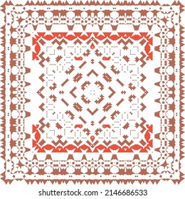 Antique mexican talavera ceramic. Fashionable design. Vector seamless pattern illustration. Red floral and abstract decor for scrapbooking, smartphone cases, T-shirts, bags or linens.