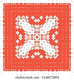 Antique mexican talavera ceramic. Fashionable design. Vector seamless pattern elements. Red floral and abstract decor for scrapbooking, smartphone cases, T-shirts, bags or linens.