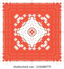 Antique mexican talavera ceramic. Fashionable design. Vector seamless pattern elements. Red floral and abstract decor for scrapbooking, smartphone cases, T-shirts, bags or linens.