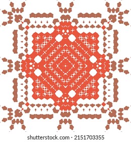 Antique mexican talavera ceramic. Fashionable design. Vector seamless pattern elements. Red floral and abstract decor for scrapbooking, smartphone cases, T-shirts, bags or linens.