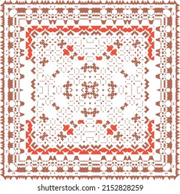 Antique mexican talavera ceramic. Fashionable design. Vector seamless pattern illustration. Red floral and abstract decor for scrapbooking, smartphone cases, T-shirts, bags or linens.
