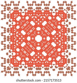 Antique mexican talavera ceramic. Fashionable design. Vector seamless pattern elements. Red floral and abstract decor for scrapbooking, smartphone cases, T-shirts, bags or linens.
