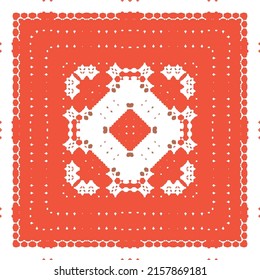 Antique mexican talavera ceramic. Fashionable design. Vector seamless pattern elements. Red floral and abstract decor for scrapbooking, smartphone cases, T-shirts, bags or linens.