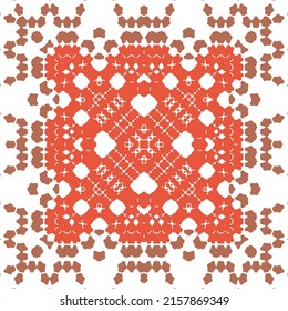 Antique mexican talavera ceramic. Fashionable design. Vector seamless pattern elements. Red floral and abstract decor for scrapbooking, smartphone cases, T-shirts, bags or linens.