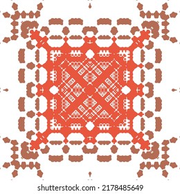 Antique mexican talavera ceramic. Fashionable design. Vector seamless pattern elements. Red floral and abstract decor for scrapbooking, smartphone cases, T-shirts, bags or linens.