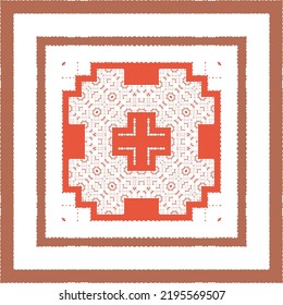 Antique mexican talavera ceramic. Fashionable design. Vector seamless pattern elements. Red floral and abstract decor for scrapbooking, smartphone cases, T-shirts, bags or linens.