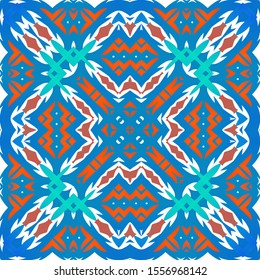 Antique mexican talavera ceramic. Graphic design. Vector seamless pattern poster. Red floral and abstract decor for scrapbooking, smartphone cases, T-shirts, bags or linens.