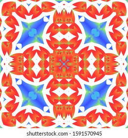 Antique mexican talavera ceramic. Graphic design. Vector seamless pattern poster. Red floral and abstract decor for scrapbooking, smartphone cases, T-shirts, bags or linens.