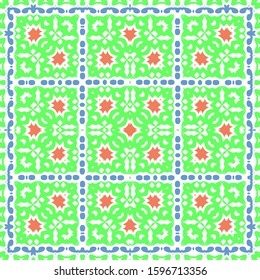 Antique mexican talavera ceramic. Graphic design. Vector seamless pattern poster. Red floral and abstract decor for scrapbooking, smartphone cases, T-shirts, bags or linens.