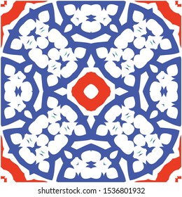 Antique mexican talavera ceramic. Hand drawn design. Vector seamless pattern concept. Red floral and abstract decor for scrapbooking, smartphone cases, T-shirts, bags or linens.