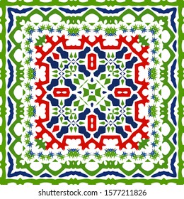 Antique mexican talavera ceramic. Hand drawn design. Vector seamless pattern concept. Red floral and abstract decor for scrapbooking, smartphone cases, T-shirts, bags or linens.